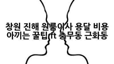 창원 진해 원룸이사, 용달 비용 아끼는 꿀팁🍯 (ft. 충무동 근화동)